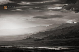 photo, picture, vista, view, panorama, Panamint, mountains, Death Valley, light, clouds, shaft, beam, mystery, storm