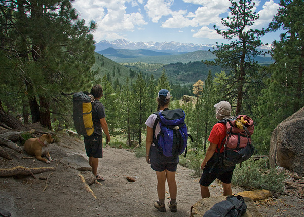 Climbers enjoy the view of the Mammoth Sierra from Clark Canyon