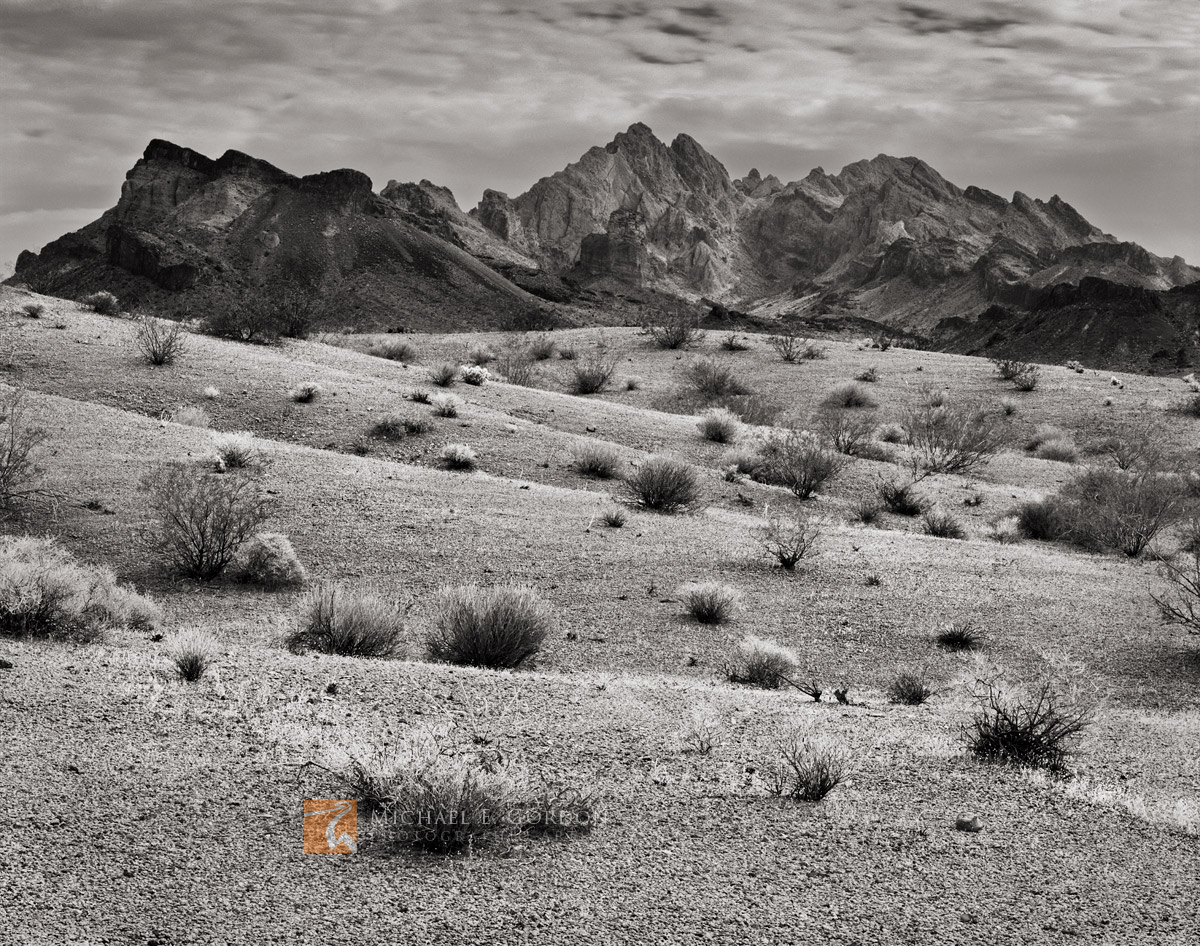 The unusual and nearly barren landscape of the Turtle Mountains and Eastern Mojave Desert.Logos and watermarks are not found...